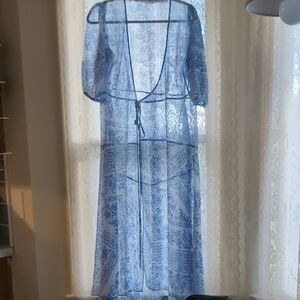 Sheer Blue Patterned Cover-Up